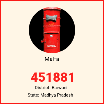 Malfa pin code, district Barwani in Madhya Pradesh
