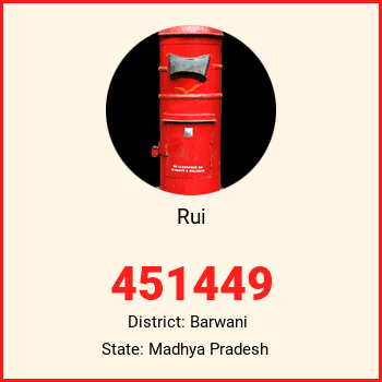Rui pin code, district Barwani in Madhya Pradesh