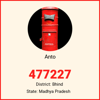 Anto pin code, district Bhind in Madhya Pradesh