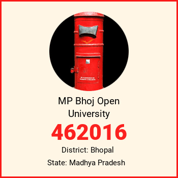 MP Bhoj Open University pin code, district Bhopal in Madhya Pradesh