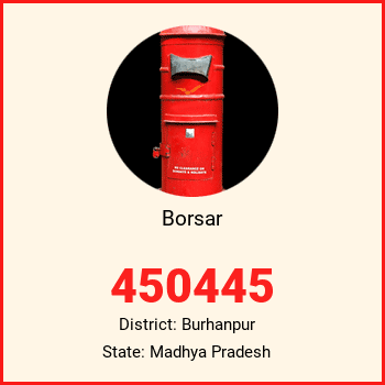 Borsar pin code, district Burhanpur in Madhya Pradesh