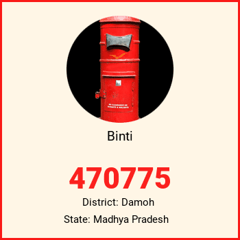 Binti pin code, district Damoh in Madhya Pradesh