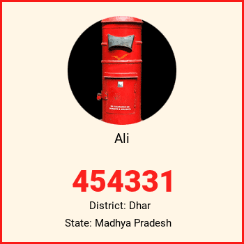 Ali pin code, district Dhar in Madhya Pradesh