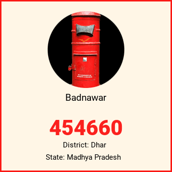 Badnawar pin code, district Dhar in Madhya Pradesh