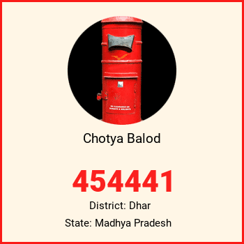 Chotya Balod pin code, district Dhar in Madhya Pradesh