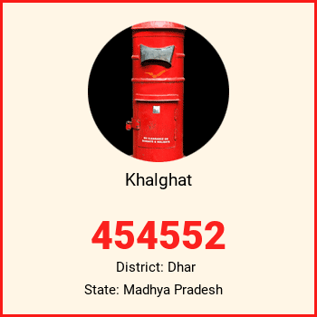 Khalghat pin code, district Dhar in Madhya Pradesh