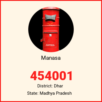 Manasa pin code, district Dhar in Madhya Pradesh