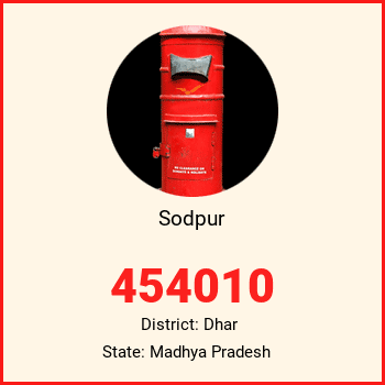 Sodpur pin code, district Dhar in Madhya Pradesh