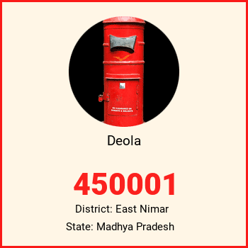 Deola pin code, district East Nimar in Madhya Pradesh