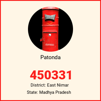 Patonda pin code, district East Nimar in Madhya Pradesh