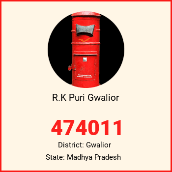 R.K Puri Gwalior pin code, district Gwalior in Madhya Pradesh