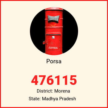 Porsa pin code, district Morena in Madhya Pradesh