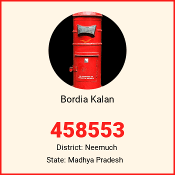 Bordia Kalan pin code, district Neemuch in Madhya Pradesh
