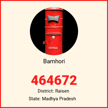 Bamhori pin code, district Raisen in Madhya Pradesh
