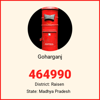 Goharganj pin code, district Raisen in Madhya Pradesh