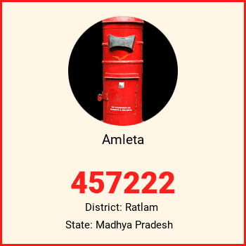 Amleta pin code, district Ratlam in Madhya Pradesh