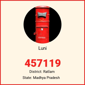 Luni pin code, district Ratlam in Madhya Pradesh