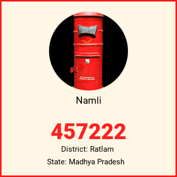 Namli pin code, district Ratlam in Madhya Pradesh