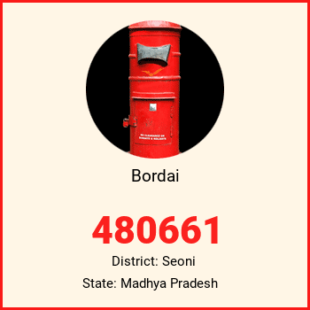 Bordai pin code, district Seoni in Madhya Pradesh