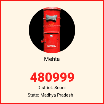 Mehta pin code, district Seoni in Madhya Pradesh