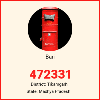 Bari pin code, district Tikamgarh in Madhya Pradesh