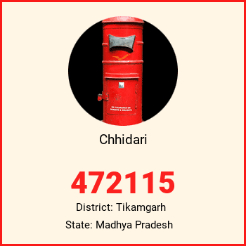 Chhidari pin code, district Tikamgarh in Madhya Pradesh