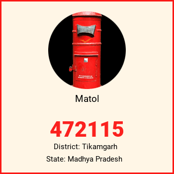 Matol pin code, district Tikamgarh in Madhya Pradesh