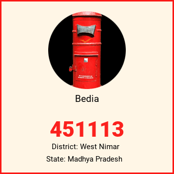 Bedia pin code, district West Nimar in Madhya Pradesh