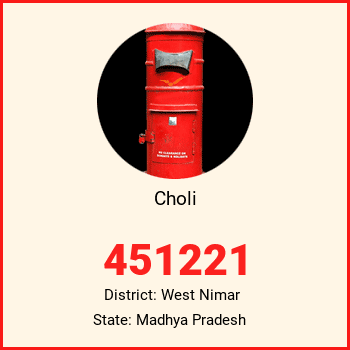 Choli pin code, district West Nimar in Madhya Pradesh