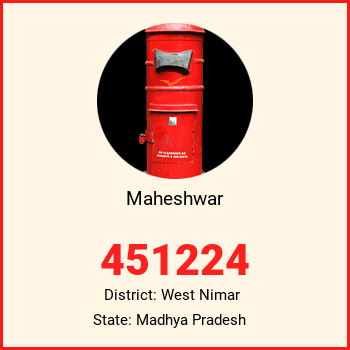 Maheshwar pin code, district West Nimar in Madhya Pradesh