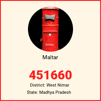 Maltar pin code, district West Nimar in Madhya Pradesh