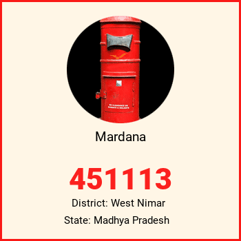 Mardana pin code, district West Nimar in Madhya Pradesh
