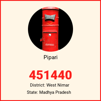 Pipari pin code, district West Nimar in Madhya Pradesh