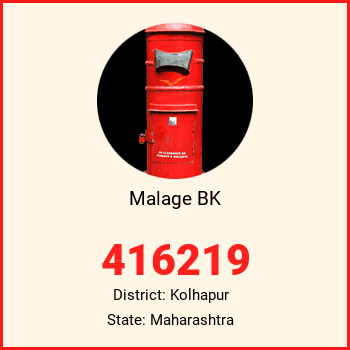 Malage BK pin code, district Kolhapur in Maharashtra