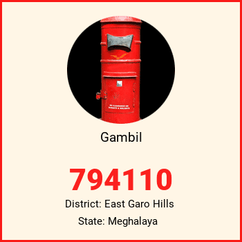 Gambil pin code, district East Garo Hills in Meghalaya