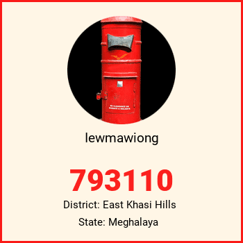 Iewmawiong pin code, district East Khasi Hills in Meghalaya
