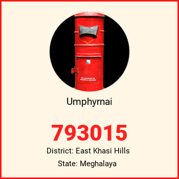Umphyrnai pin code, district East Khasi Hills in Meghalaya