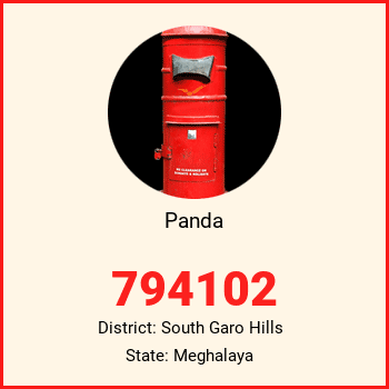 Panda pin code, district South Garo Hills in Meghalaya