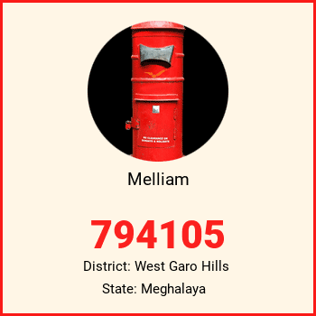 Melliam pin code, district West Garo Hills in Meghalaya
