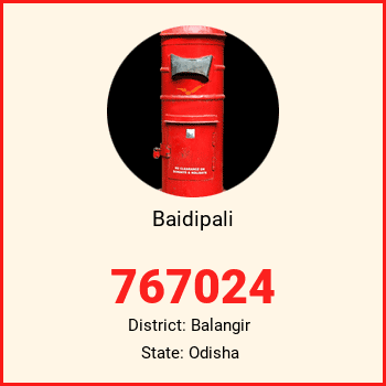 Baidipali pin code, district Balangir in Odisha