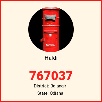 Haldi pin code, district Balangir in Odisha