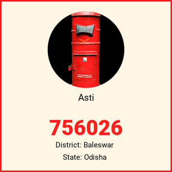 Asti pin code, district Baleswar in Odisha