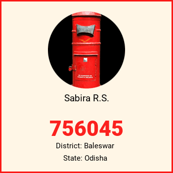 Sabira R.S. pin code, district Baleswar in Odisha