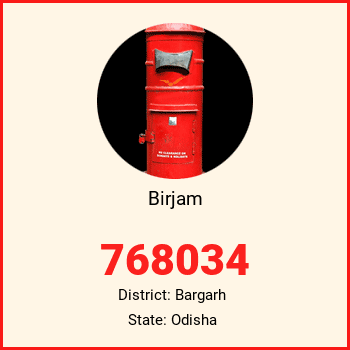 Birjam pin code, district Bargarh in Odisha