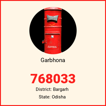 Garbhona pin code, district Bargarh in Odisha