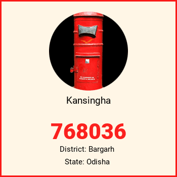 Kansingha pin code, district Bargarh in Odisha