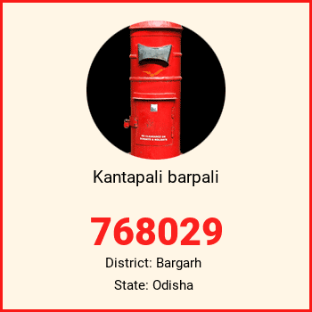 Kantapali barpali pin code, district Bargarh in Odisha