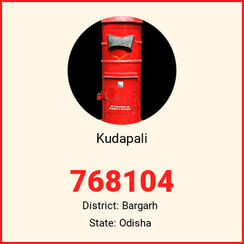 Kudapali pin code, district Bargarh in Odisha