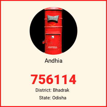 Andhia pin code, district Bhadrak in Odisha