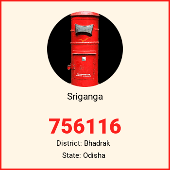 Sriganga pin code, district Bhadrak in Odisha